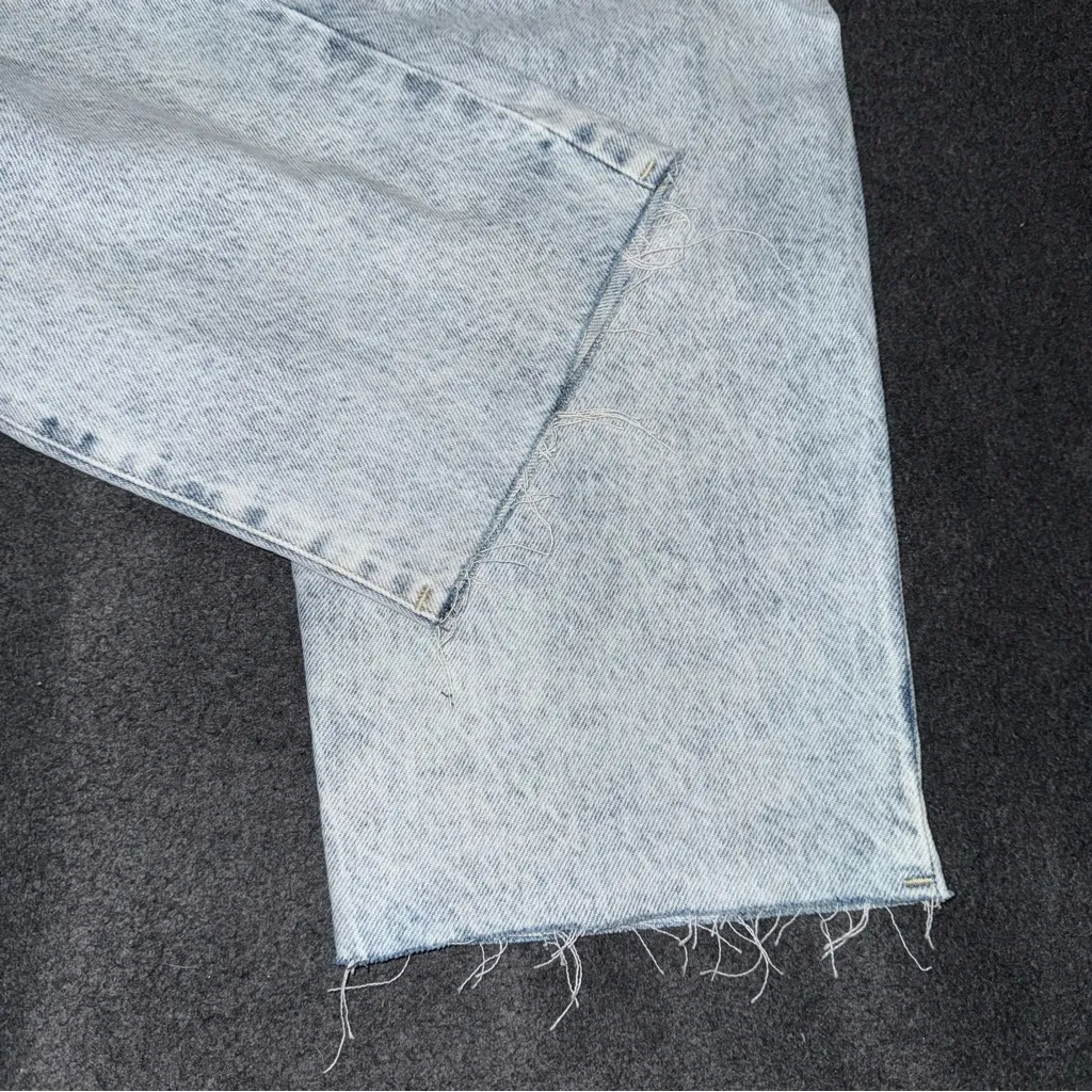 NWT PacSun High Rise Straight Jeans Acid Wash Raw Hem Distressed Size 32 x 27.5 - Image 6