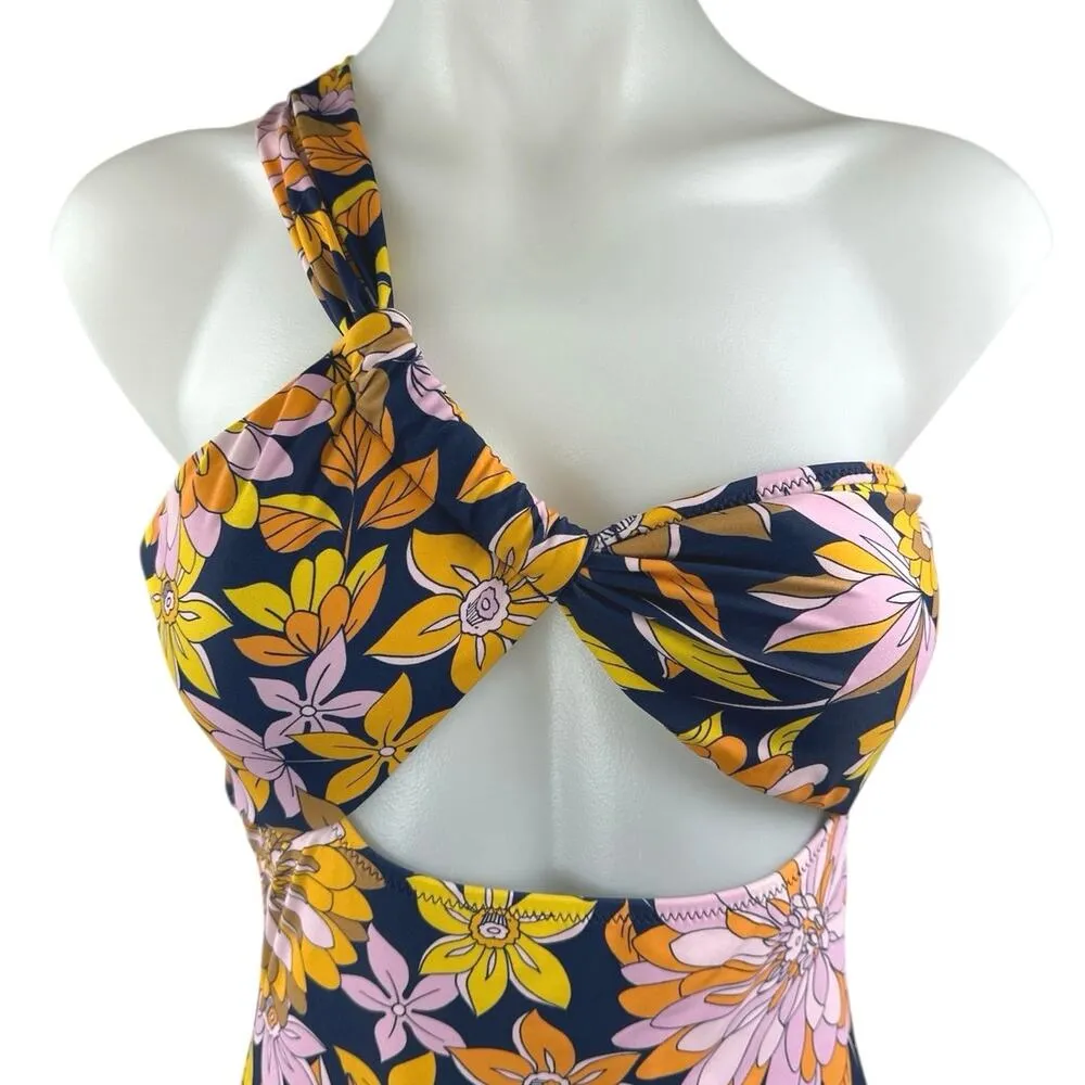 J.Crew Multicolor Floral Cutout One Shoulder One Piece Swimsuit Swimwear Size 6 - Image 3