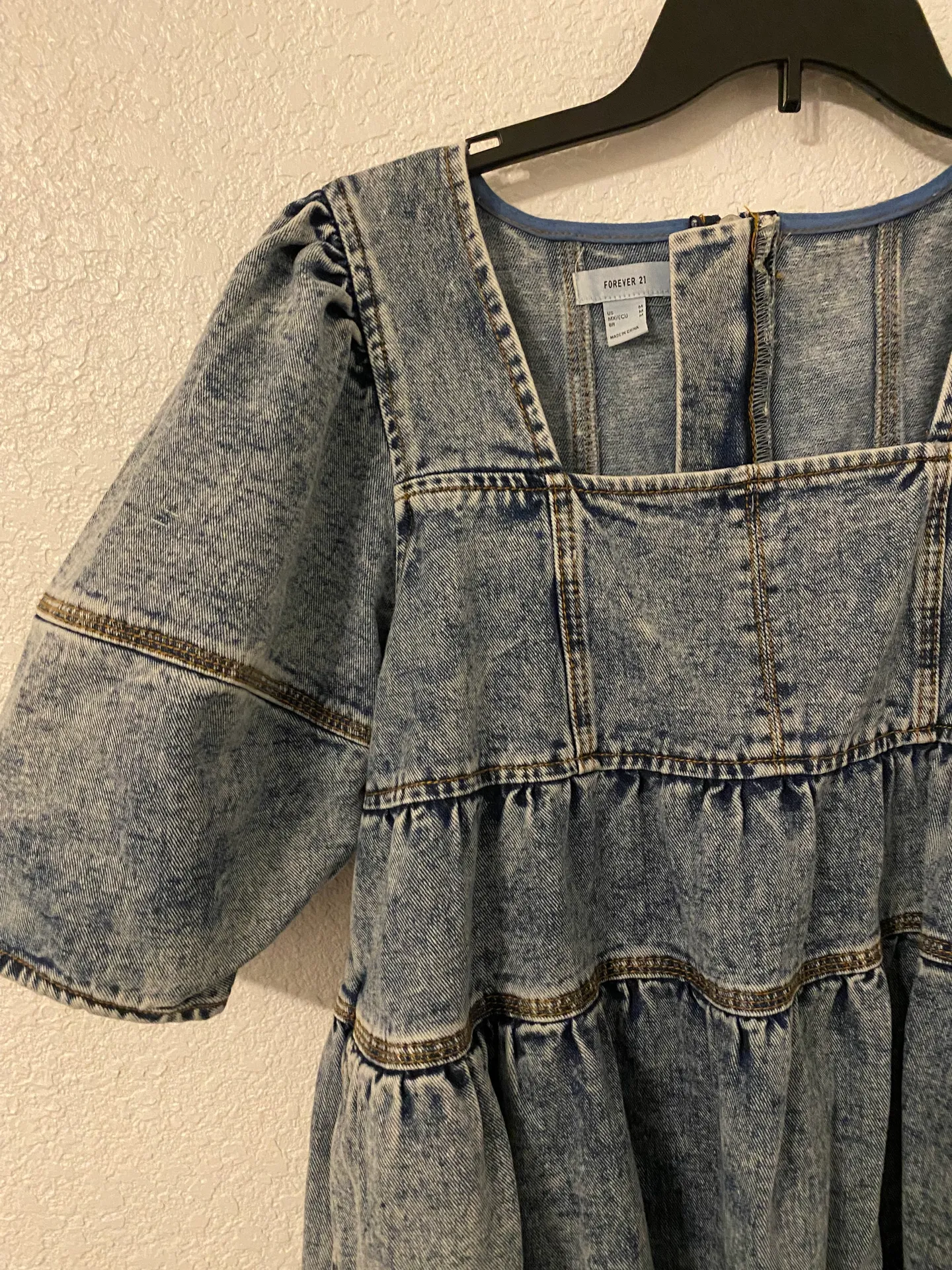 Forever 21 Blue Denim Ruffle Dress - Image 3