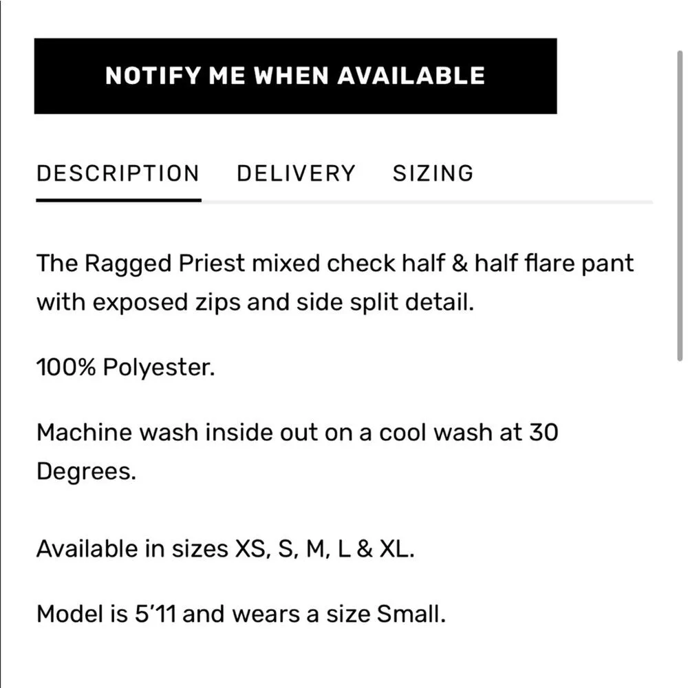 The Ragged Priest  Drifter Flare Trouser Half & Half Check with Side Split - Image 6