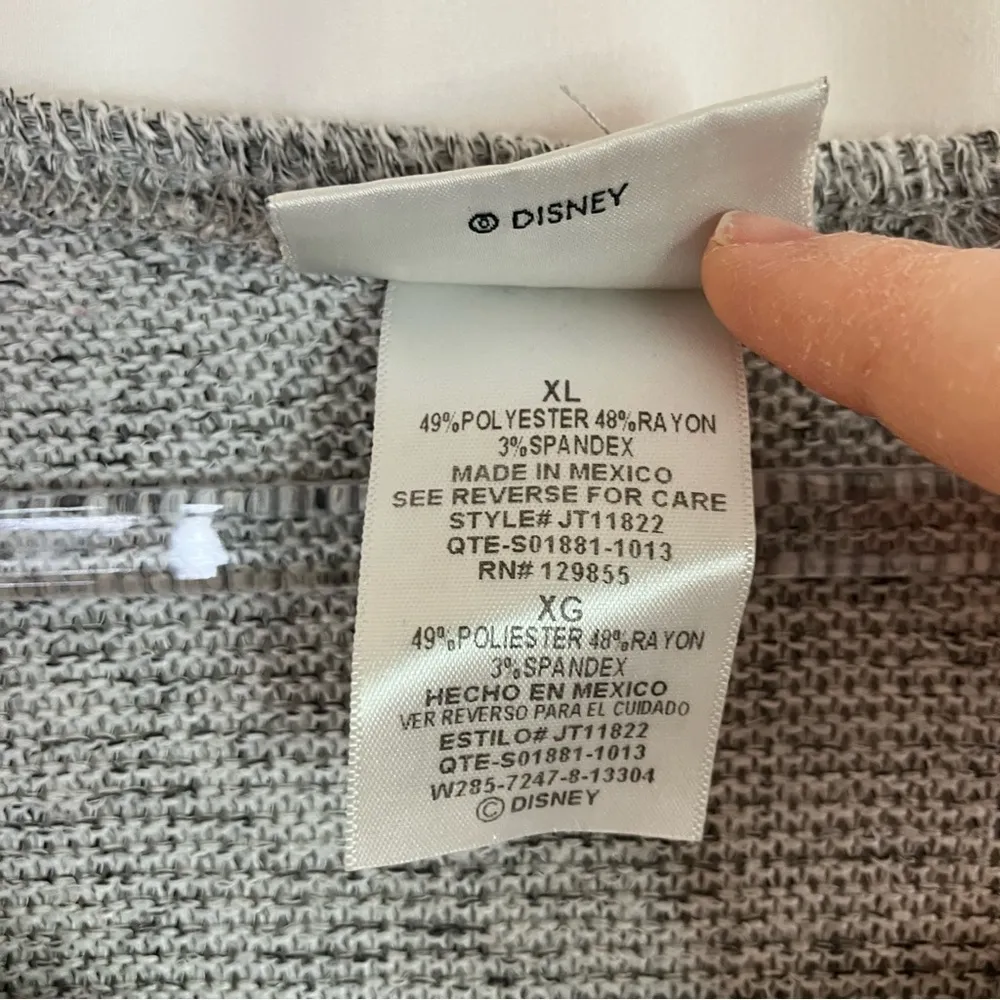 Disney Parks | Mickey and Minnie Winter Scarf Gray Sweater Scoop Neck XL - Image 4