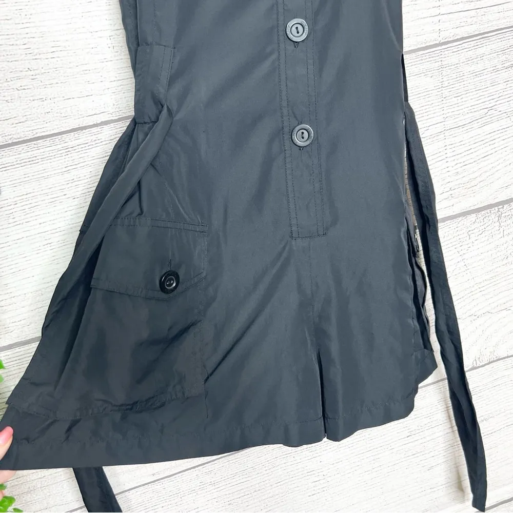 DKNY Black Sleeveless Collared Button Front Belted Romper Size Small - Image 4
