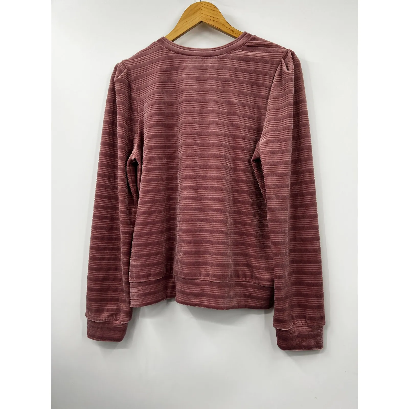 Heartloom Blouse Womens Revolve Somi Stripe Velour‎ Top Long Sleeve Pink M - Image 4