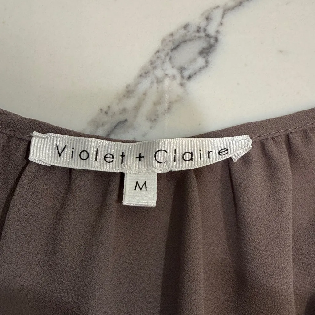 Violet & Claire taupe 3/4 sleeve boatneck blouse - Image 3