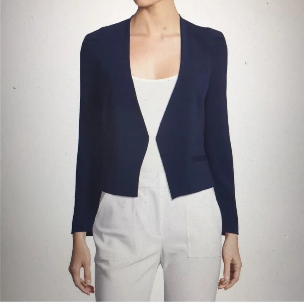 Rebecca Taylor Navy Collarless Blazer Suiting Jacket 8 - Image 2