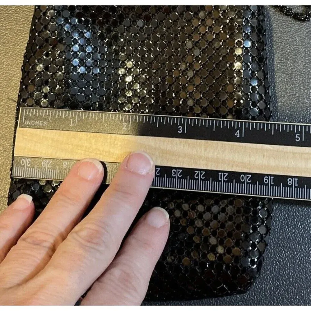 Black Metal Mesh Handbag Chain Strap Evening Bag Party Disco 90S Y2K‎ VTG - Image 6