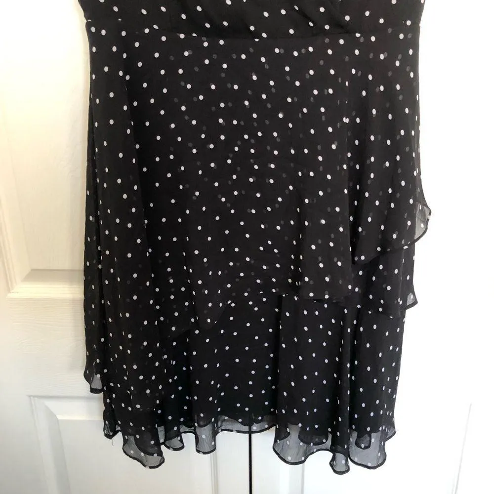 Tahari Black and White Polka Dot Sleeveless Lined Dress Size 8 - Image 3