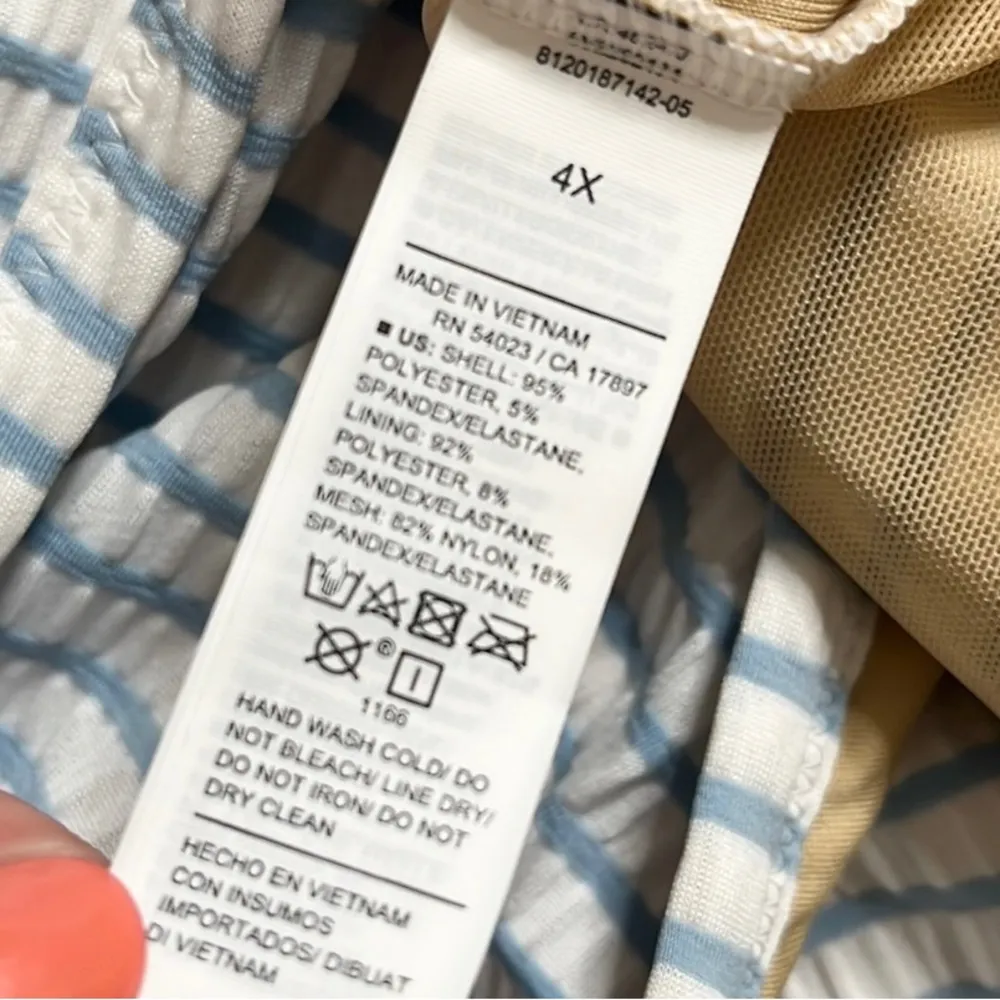 Old Navy Swimsuit Tie-Shoulder Striped Seersucker Underwire One Piece 4X New - Image 5