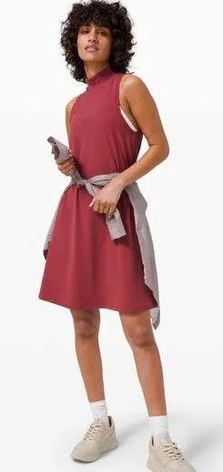 NWOT Lululemon All Aligned A-line Mini Dress Size 2 Chianti Red High Neck Swing - Image 2