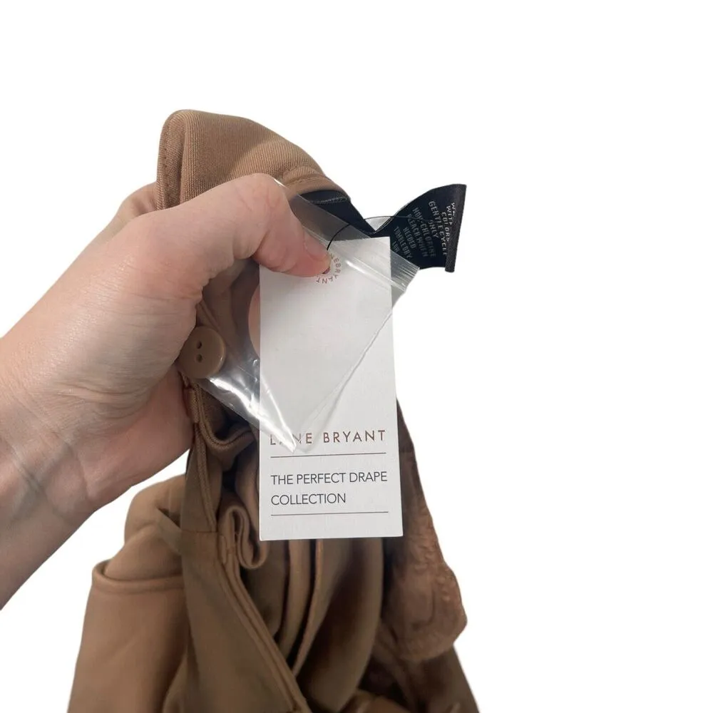 Lane Bryant Perfect Drape Shorts Paperbag Tie Waist Mid Rise Khaki NWT Womens 24 - Image 7