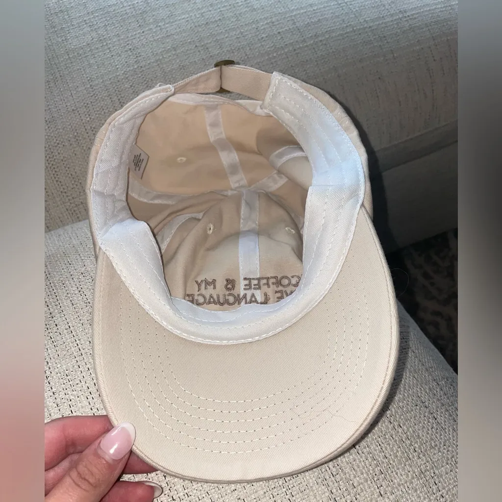 Francesca's Cream Cap with Coffee Embroidery Tan - Image 4