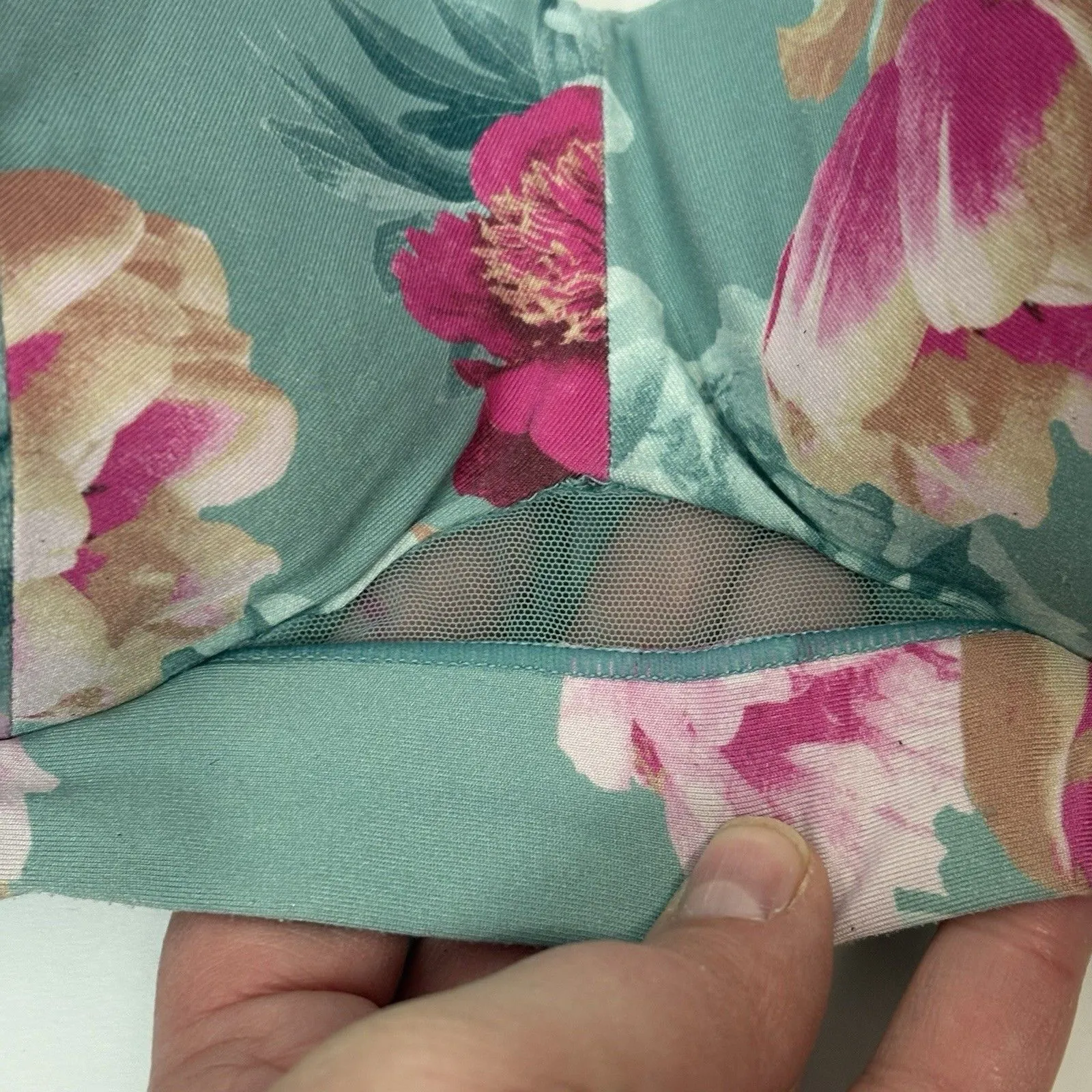 Cacique Bra 40H Blue Aqua Pink Floral Backsmoother Balconette Lightly Lined - Image 3