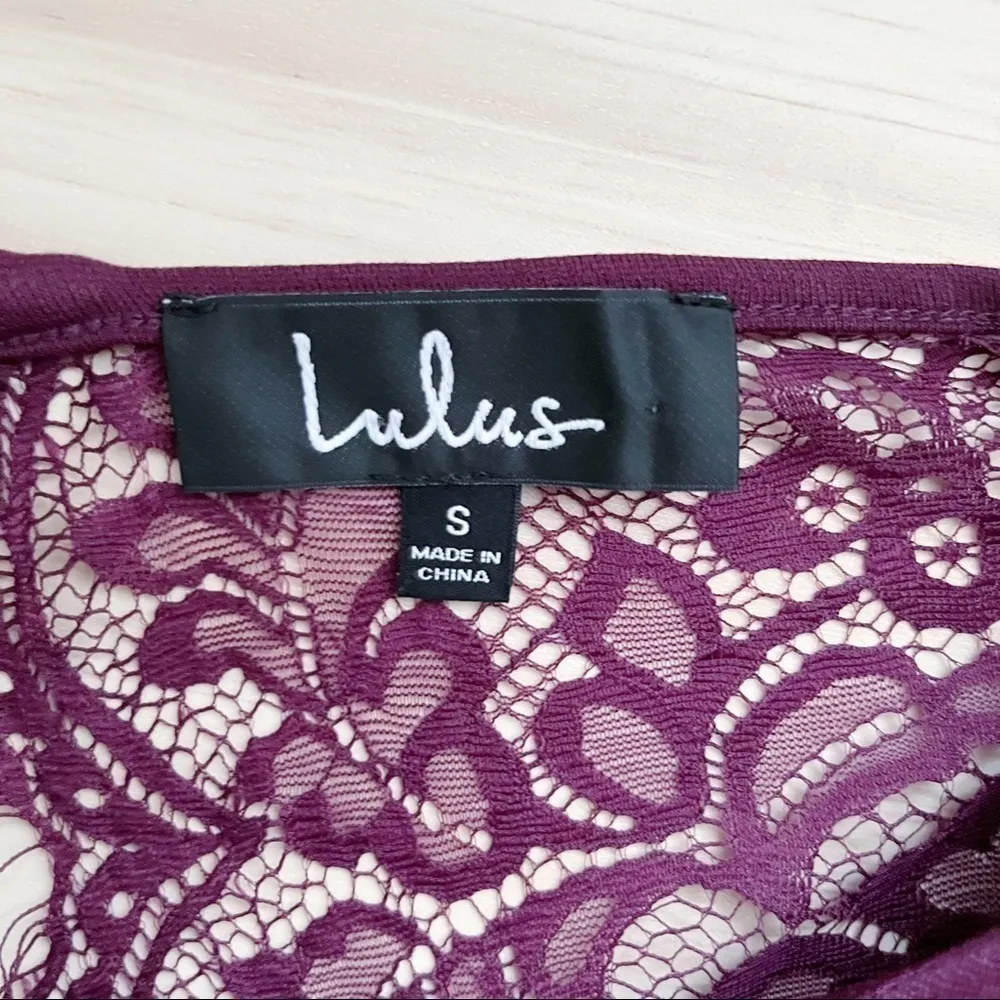 Lulu’s • Felicity Plum‎ Purple Backless Lace Skater Mini Dress, Size Small - Image 5