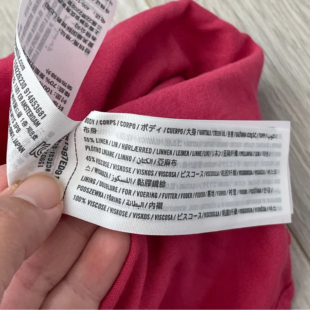 Abercrombie & Fitch Dress linen ruched mini womens Pink (medium) minimalist chic - Image 5