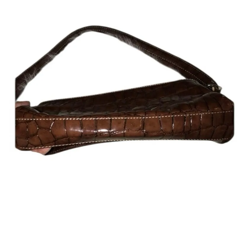 Liz Claiborne Brown Croc Embossed Shoulder Bag Y2K Baguette Purse - Image 7