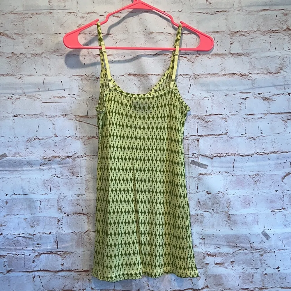 Free people Y2K tank cami adjustable strap mini pull over all over print yellow - Image 3