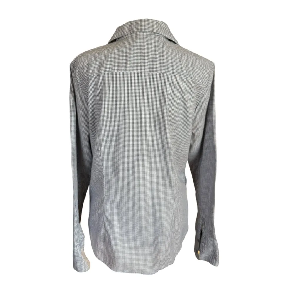 Pink Tartan mini houndstooth long sleeve button down collared shirt women's 8 Gray - Image 4