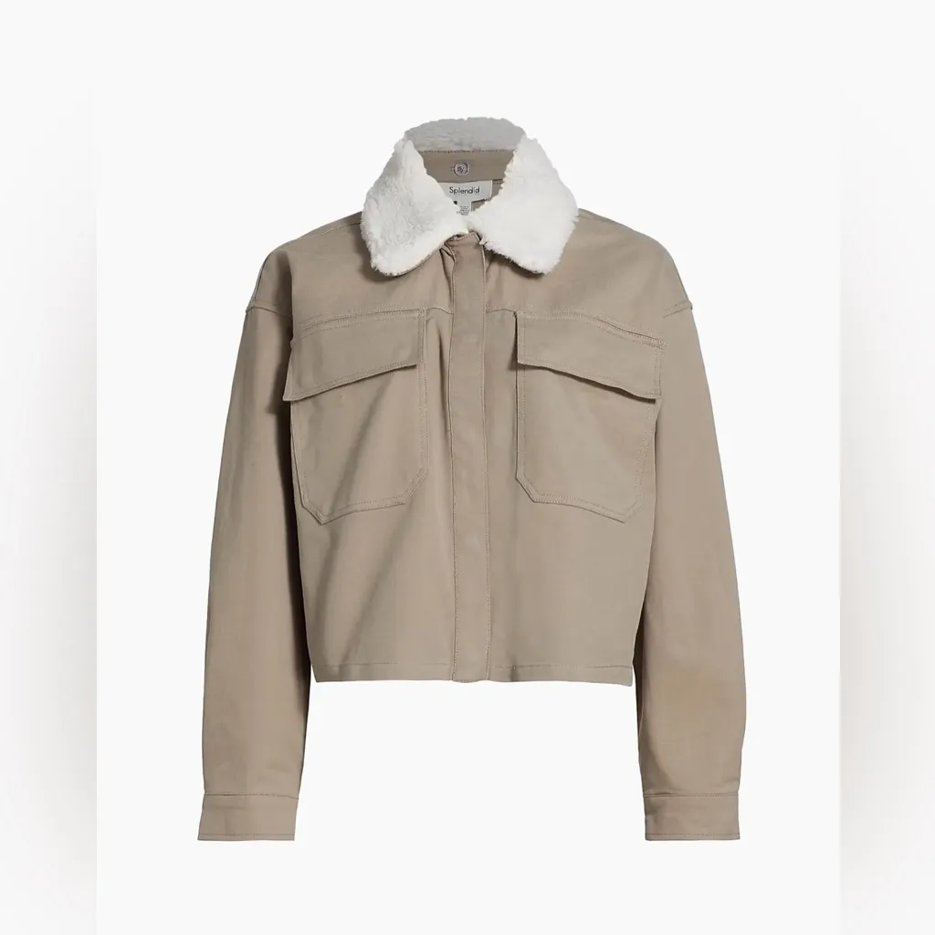 Splendid Women’s Sherpa Gray Tawny Collar Utility Jacket Size XS NWT - Image 3