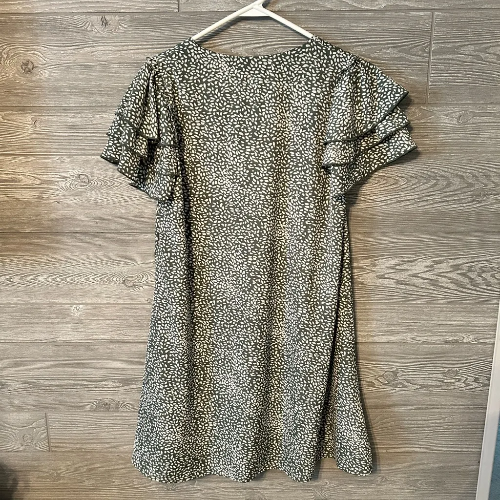 JODIFL Green Floral‎ Ruffle Sleeve V Neck Mini Dress Women's Size S - Image 5