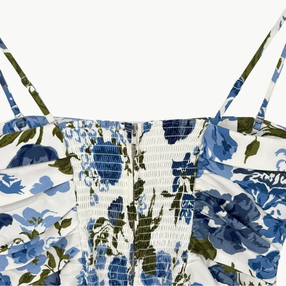 Reformation Orion Floral Organic Cotton Camisole Top | Sz 6 | White & Blue - Image 12