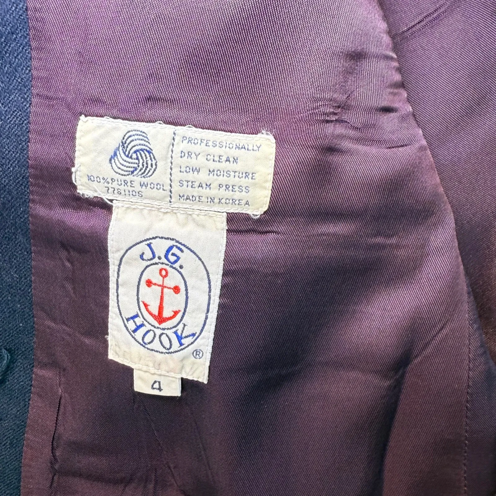 JG Hook Navy 100% Wool Blend Single Button Blazer Chic Classic Business Casual 4 Blue - Image 4