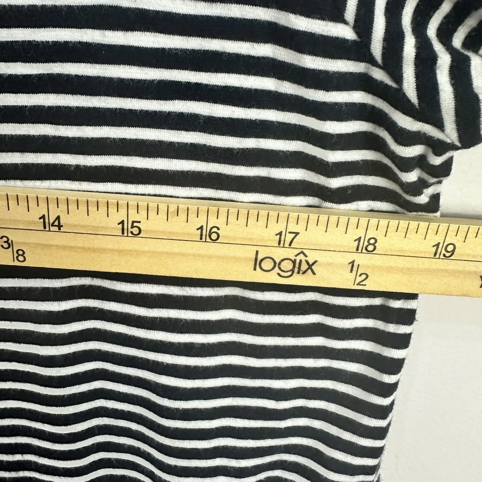 J Jill Dress Womens Small Navy White‎ Striped Bell Sleeve Embroidered Preppy Blue - Image 5