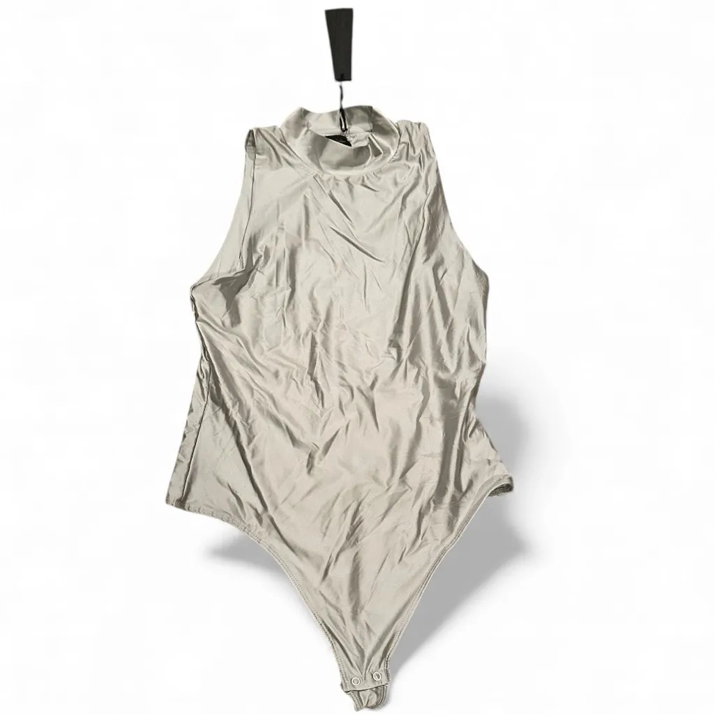 House Of Harlow 1960 Silver Metallic Bodysuit Thong Mock Neck Top M Size M - Image 2