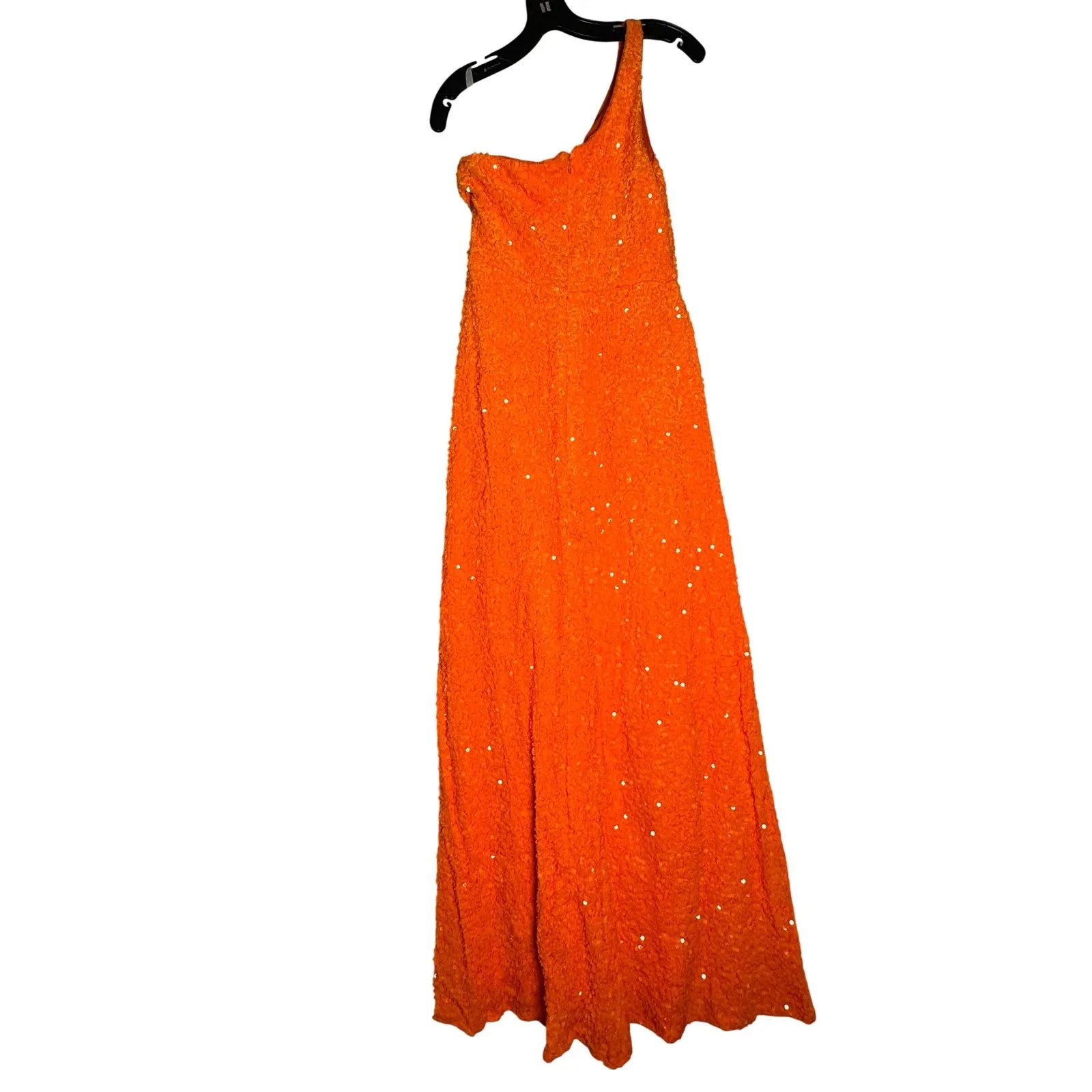 Vip & Diamond Bridal Orange Sequin One Shoulder Prom Formal Gown Size 6 - Image 5