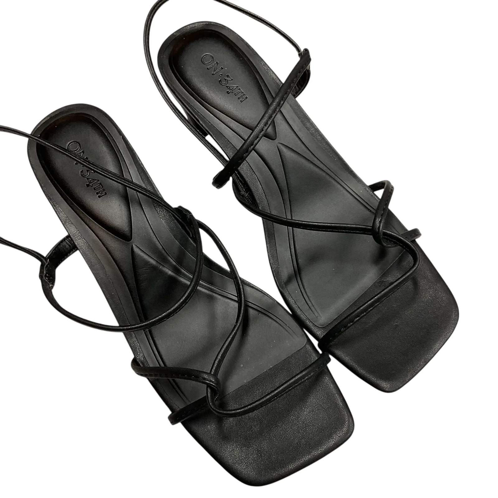 ON 34th Women's Square Open Toe Strappy Slingback Dress Sandals Black Size 9M - Image 4