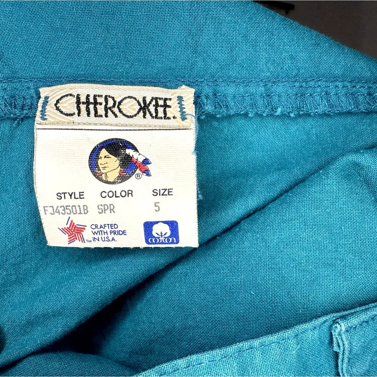 Vintage Cherokee Teal Pencil Skirt sz 5 100% Cotton USA‎ - Image 3
