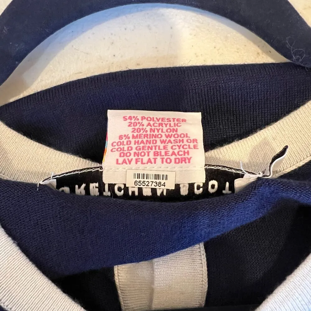 Cherry On Top Cardigan Short Sleeve Navy/White Gold Buttons Sz XL - Image 7