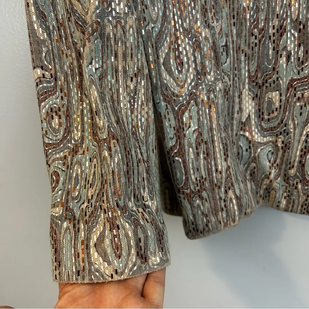 St. John Couture Marble Abstract Grey/Brown/Metallic Blazer/Jacket Size 8 - Image 10