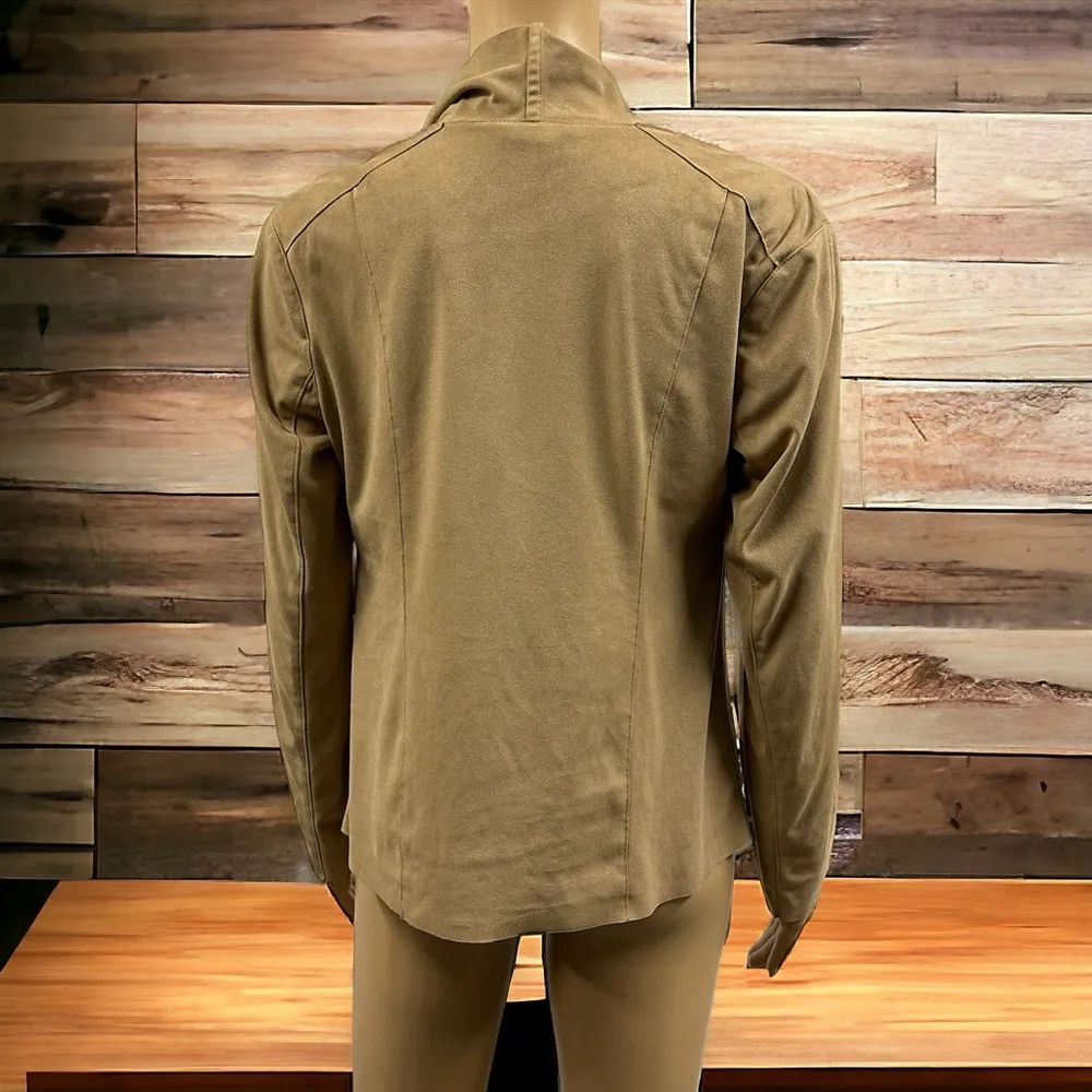 Mote Camel Buttery Faux Suede Zip Up Drape Lightweight Jacket Womens Small Tan - Image 6