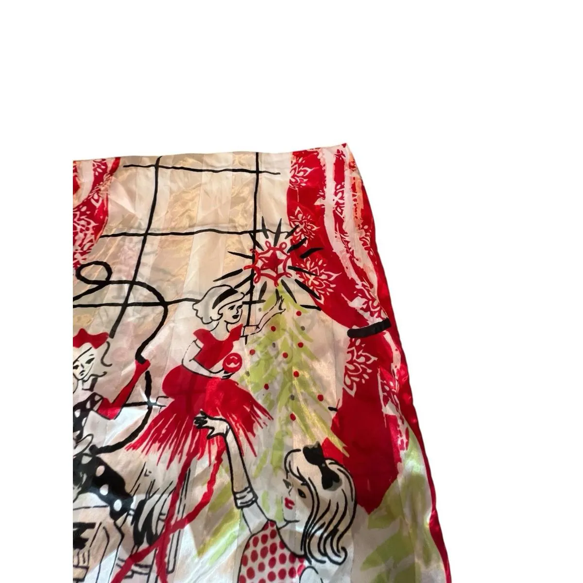 Retro Theme 50s Rockabilly Sock Hop Christmas Scarf 68x20 Novelty Print Glam Red - Image 5