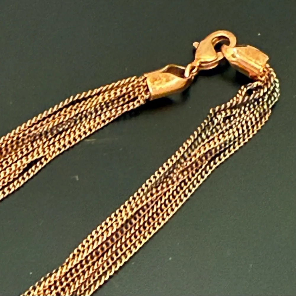 Signed Thailand NK Quartz Agate Rose Gold Multi Chain Necklace 39g. Pink - Image 14