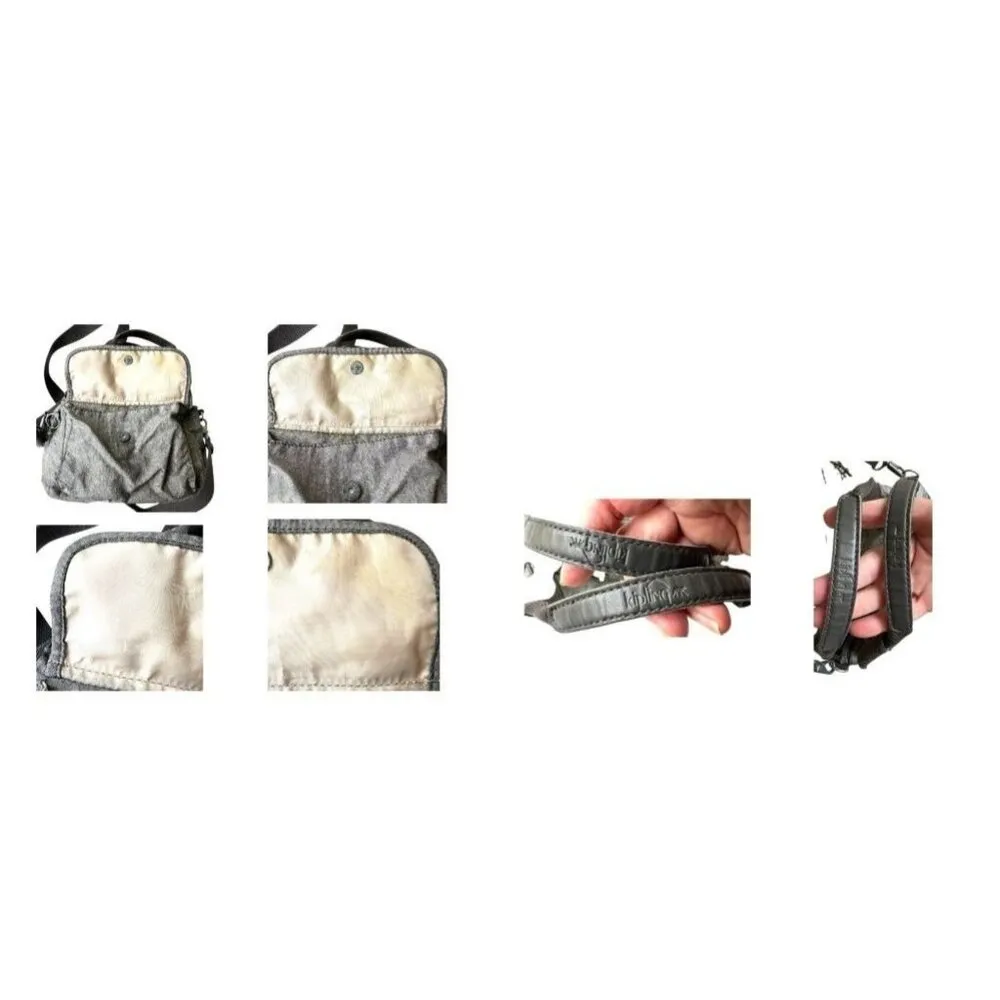 VTG Kipling Crossbody Bag Roger Gorilla Ape Hang Tag Gray Strap Flap Closer READ - Image 11