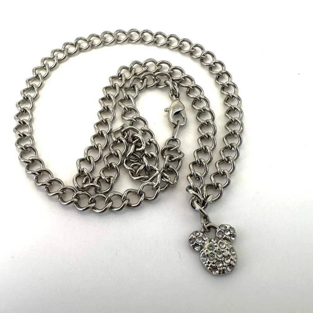 Disney rhinestone silver tone Mickey Mouse pendant necklace - Image 5