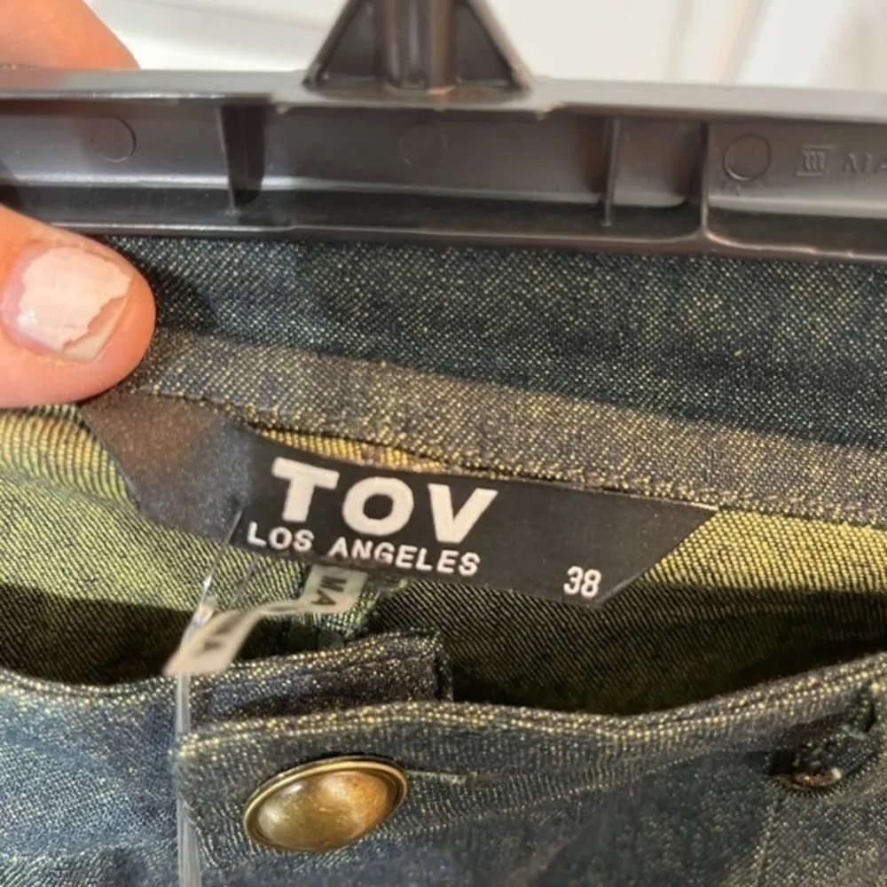 T.O.V Front split lace stretch denim Capri Blue - Image 8