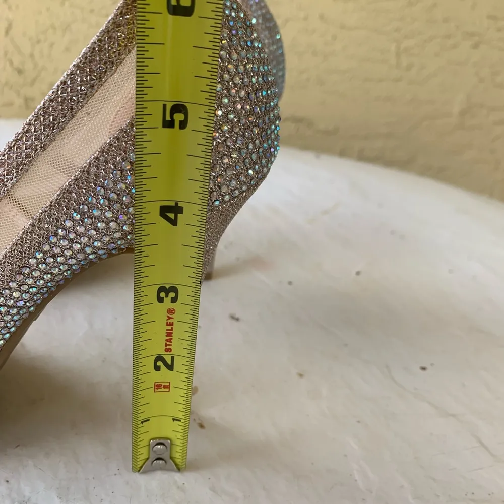 Anne Michelle Tan and Silver Heels with Rhinestone Embellishments - Image 5