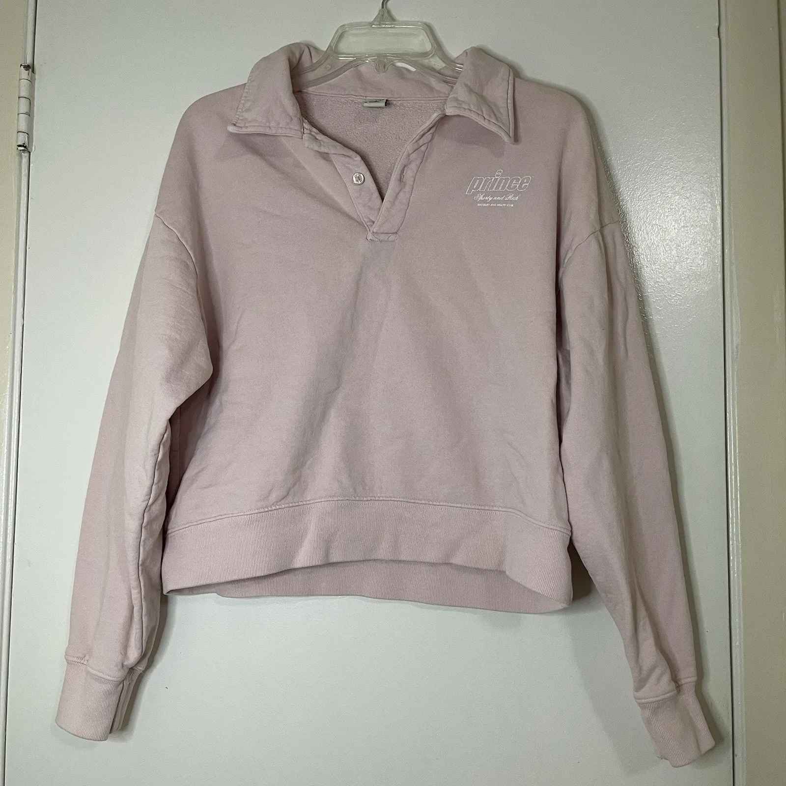 SPORTY & RICH x Prince Racquet and Health Club Polo in Baby Pink/White Sz medium Pink - Image 2