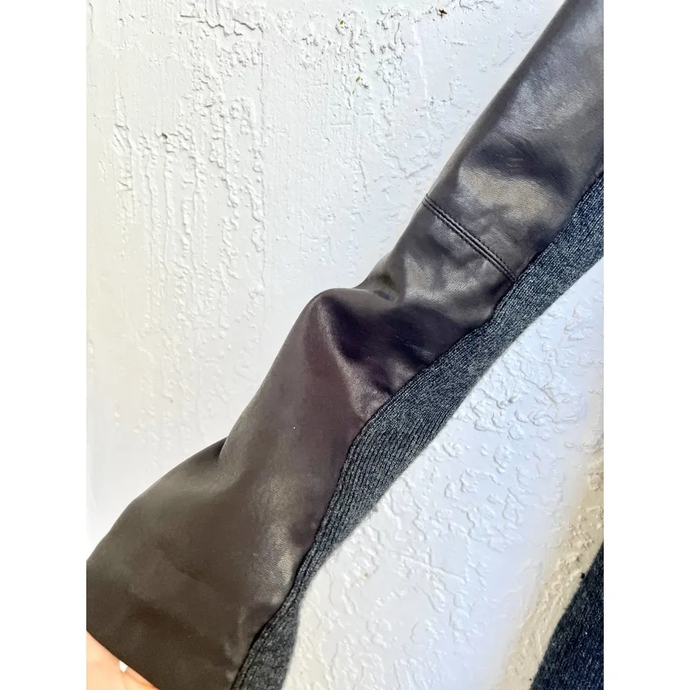 Vince Wool Yak Leather Sleeve Shawl Drape Open Cardigan Sweater Black Women's S - Image 5