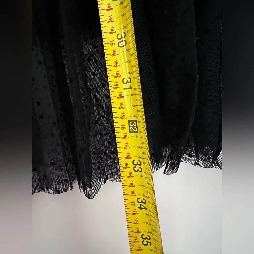 Zara polka dot Black midi pleated skirt mesh sheer witchy whimsical XS - Image 7