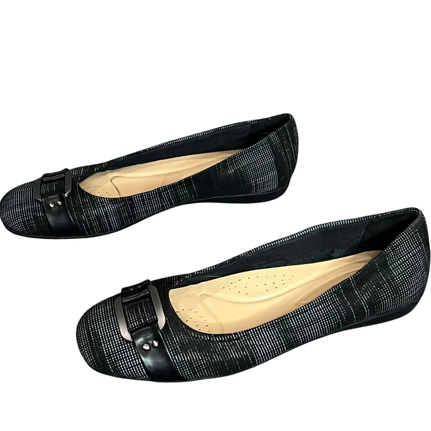Trotters Sizzle Signature Ballet Flat Shoes Womens 11 Black Metal Buckle Classy - Image 2