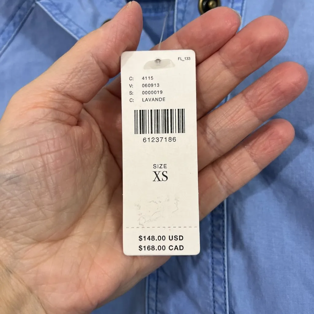 New Pilcro Anthropologie XS Blue Long Sleeve Jessa Utility Jacket w/Pockets - Image 8