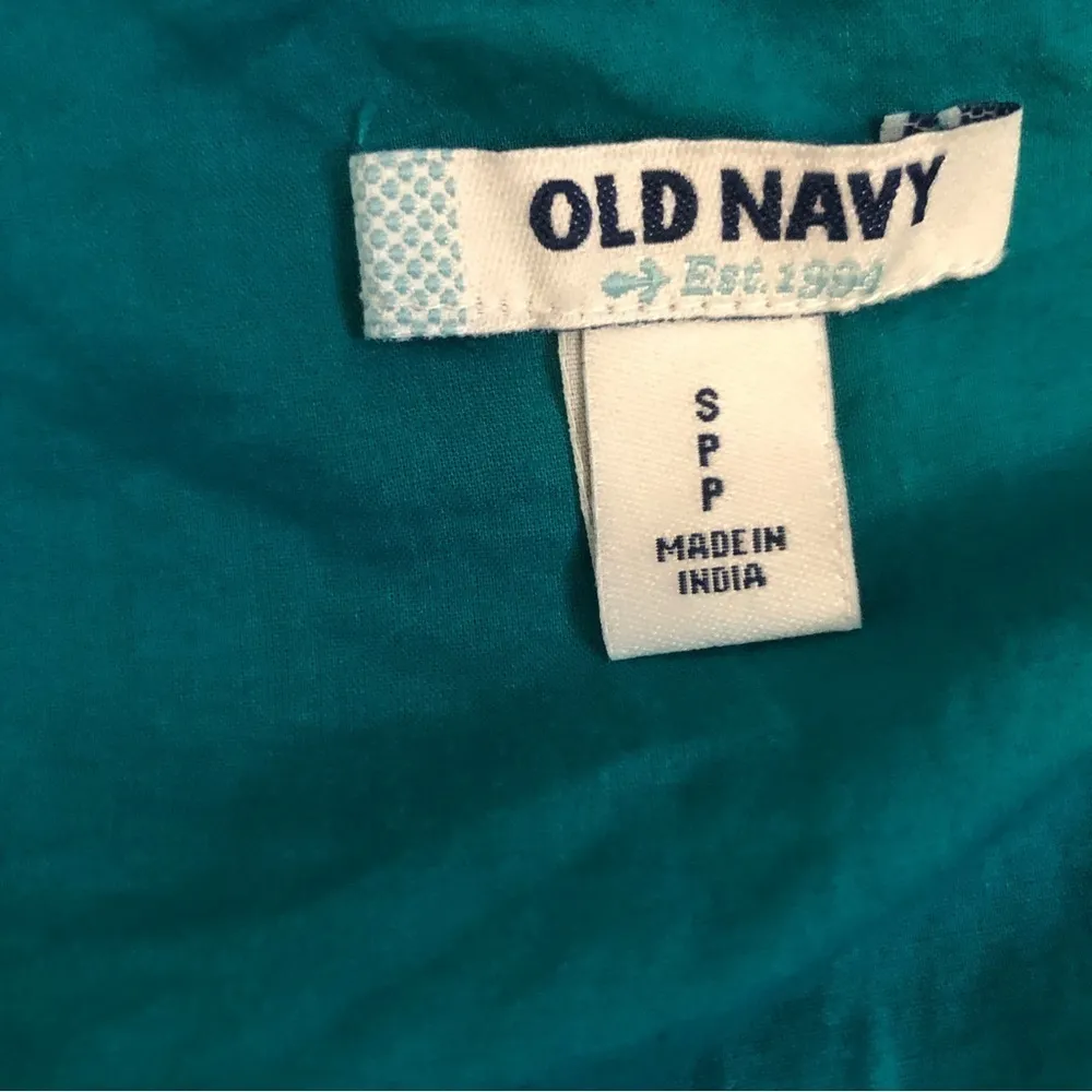 Old Navy Coverup top small Turquoise With Pom Pom Trim & Embroidery - Image 6