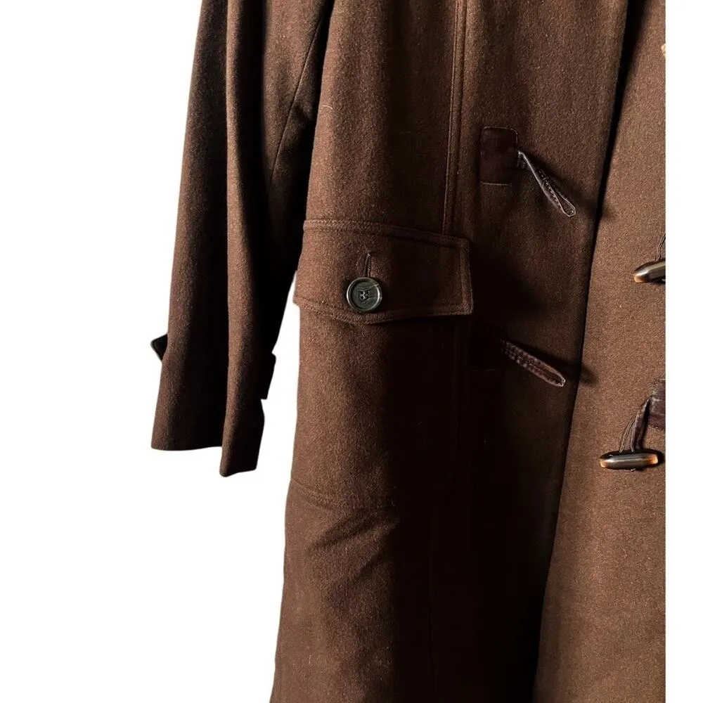 BARNEYS Peacoat Cashmere Brown Toggle Buttons Collared Italy Designer 38 Small - Image 6