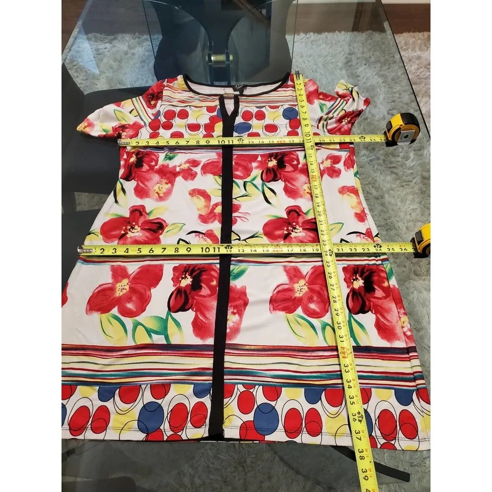 JSP Women Red & White Polyester Round Neck 3/4 Sleeve Knee Length Dress Size 2X - Image 10