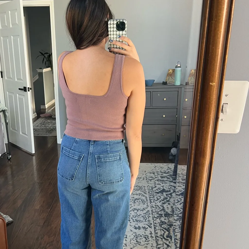 Stretchy Sweater Square Neck Tank Top - Image 3