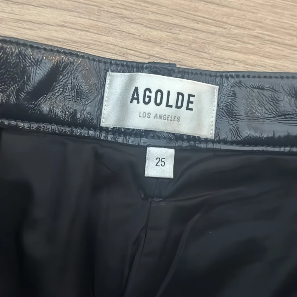 Agolde patent navy leather pants - Image 3