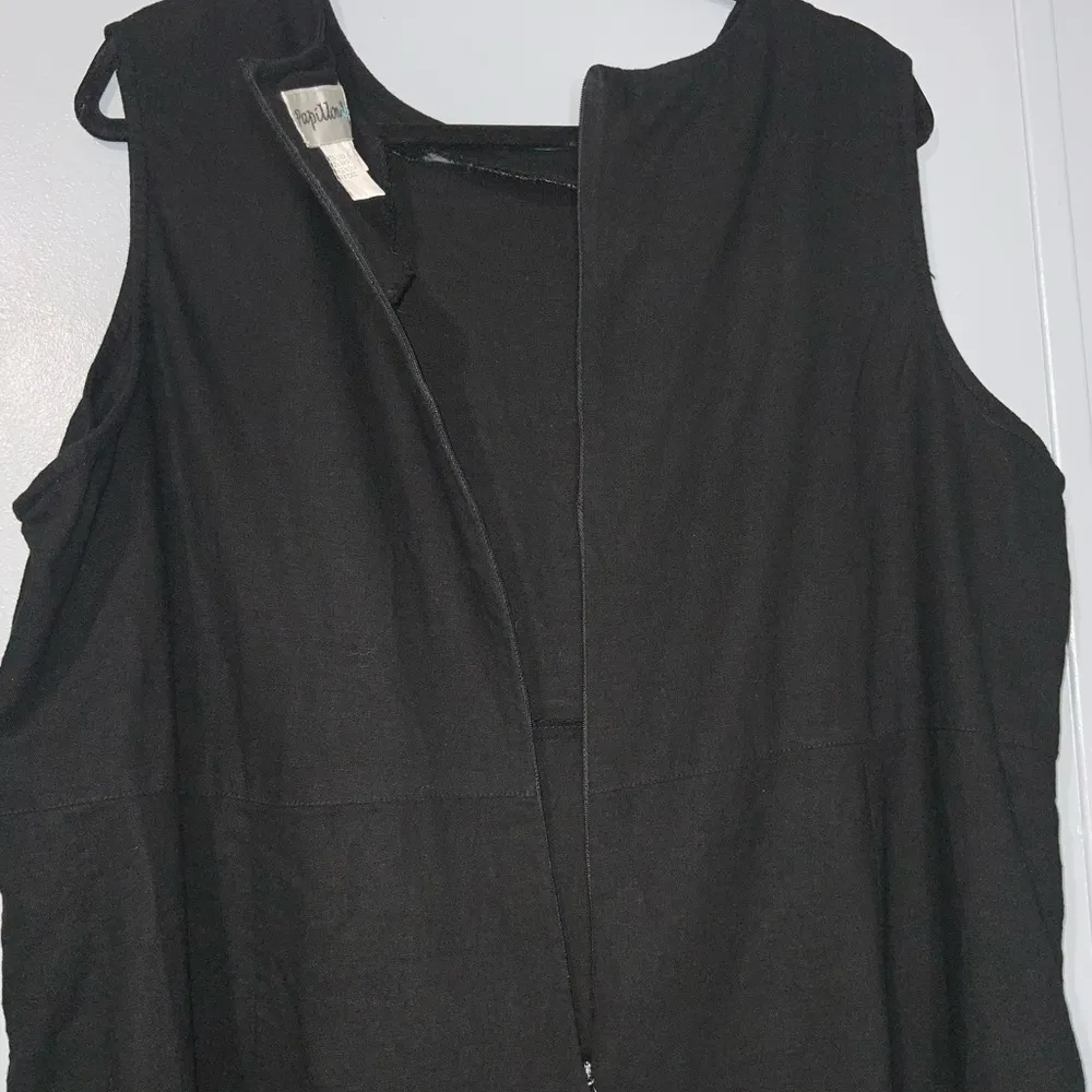 Papillon Women’s Black Linen Rayon Blend Sleeveless Maxi Embroidered Dress Sz 2X - Image 7